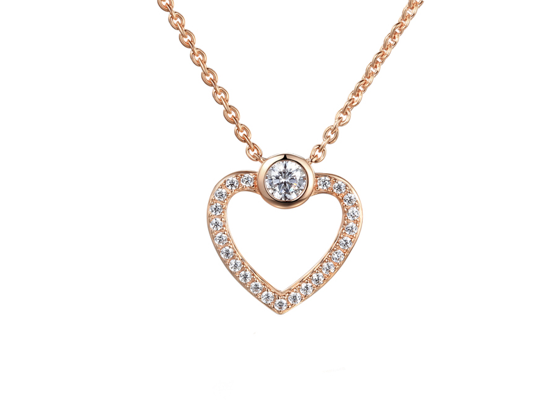 9ct Rose Gold Diamond Heart Necklace