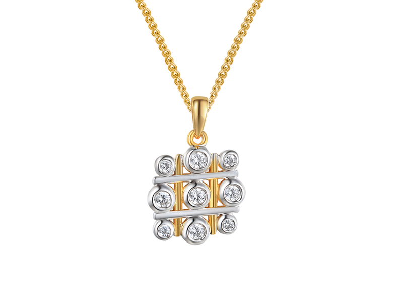 9ct Yellow & White Gold 9 Stone Diamond Pendant