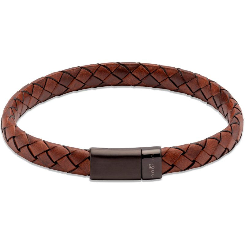 Unique & Co Brown leather bracelet black clasp B454LC/21cm