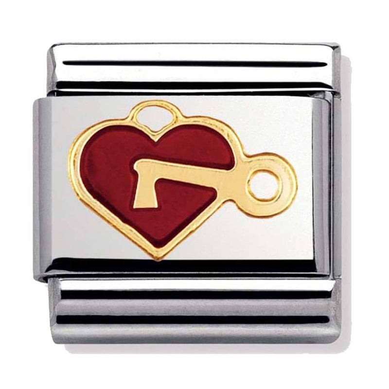 Nomination Enamel Gold Heart Key Charm 030207-47