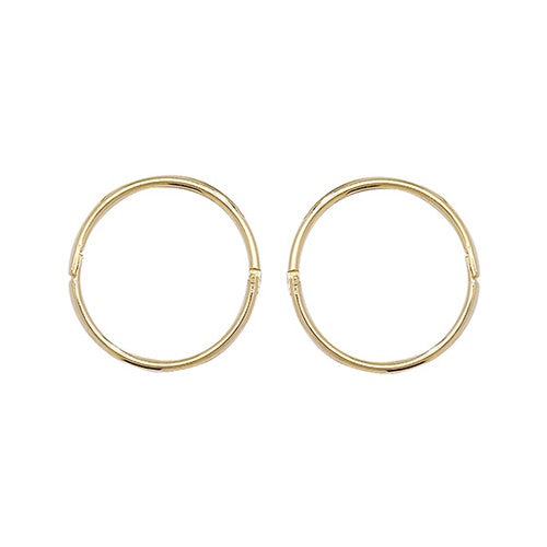 9ct Yellow Gold 12mm Hinged Sleepers Hoop Earrings