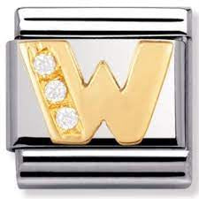 NOMINATION Gold CZ Letter W Charm 030301-23