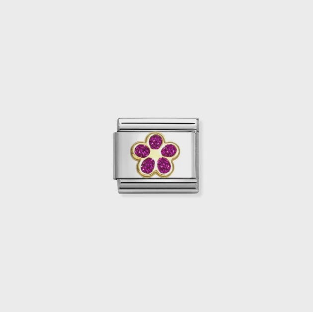 NOMINATION 18k Gold Fuchsia Glitter Flower Charm 030220/17