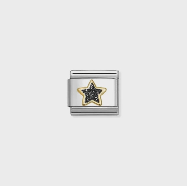 Nomination 18k Gold Black Glitter Star Charm 030220/20