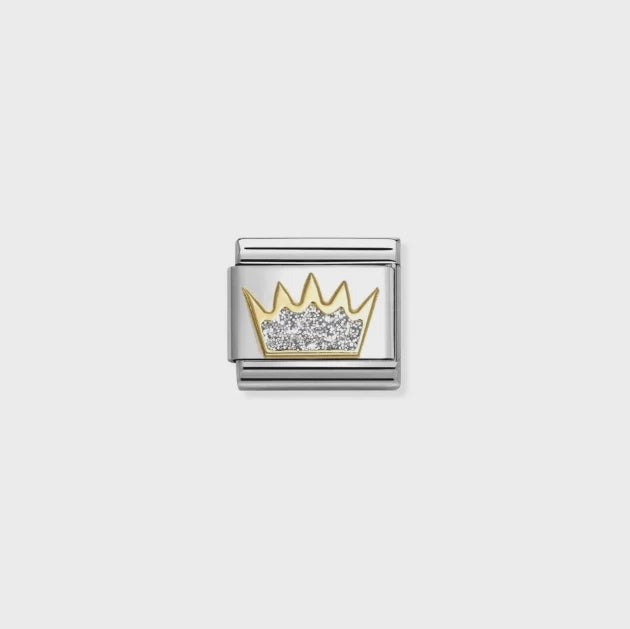 NOMINATION 18k Gold Silver Glitter Crown Charm 030220/21