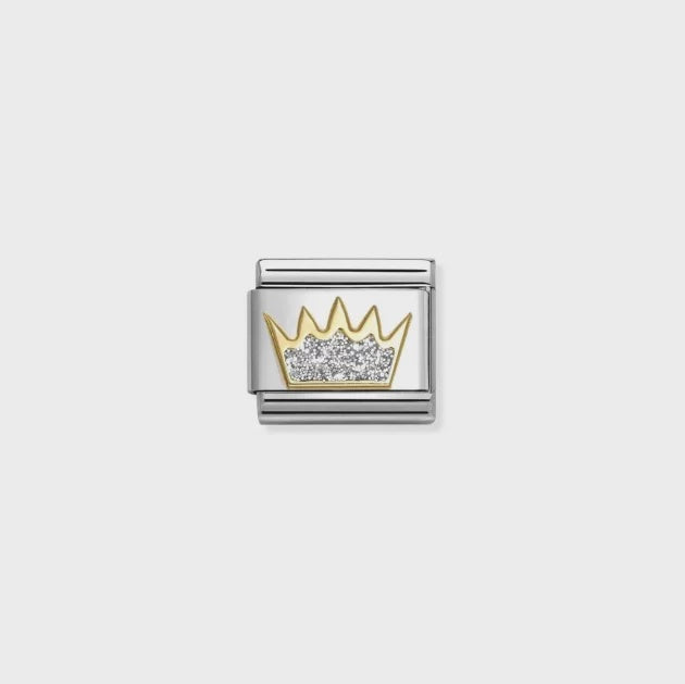 Nomination 18k Gold Silver Glitter Crown Charm 030220/21