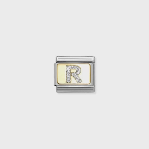 NOMINATION 18k Gold Glitter R Charm 030291/18