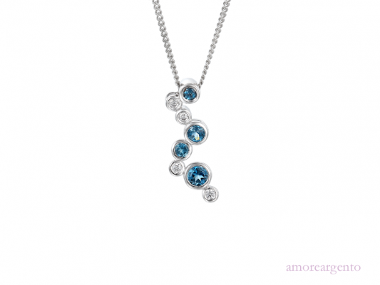 Silver Bubble Blue Topaz Pendant