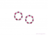 Silver Ruby & CZ Circle Earrings