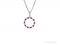 Silver Ruby & CZ Circle Pendant
