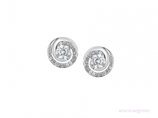 Silver CZ Round Cluster Earrings