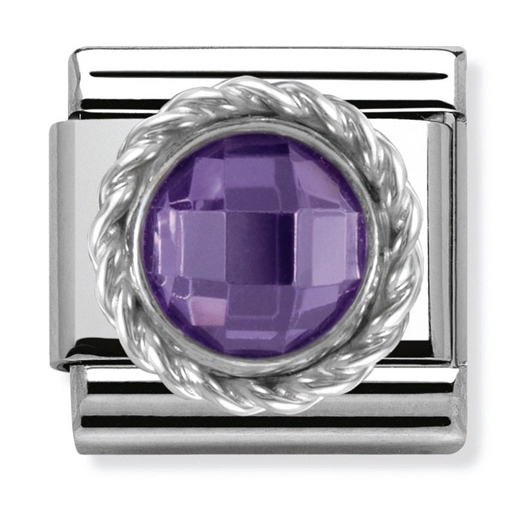 NOMINATION Round Purple Faceted CZ Charm 330601-001