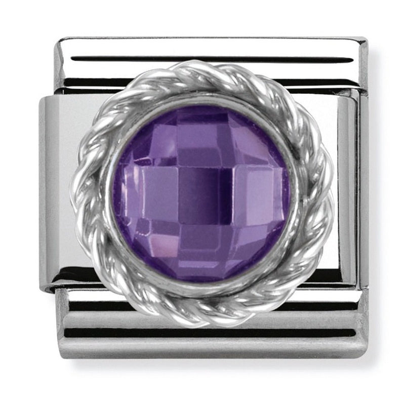 Nomination Round Purple Faceted CZ Charm 330601-001