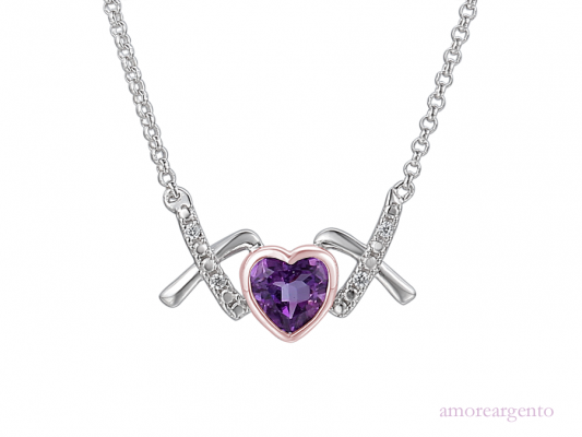 Amethyst & CZ Love Kiss Necklace