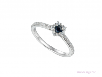 Silver Sapphire Cluster Ring