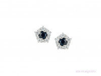 Silver Sapphire & CZ Earrings