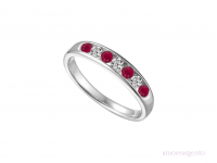 Amore Silver CZ & Ruby Half Eternity Ring