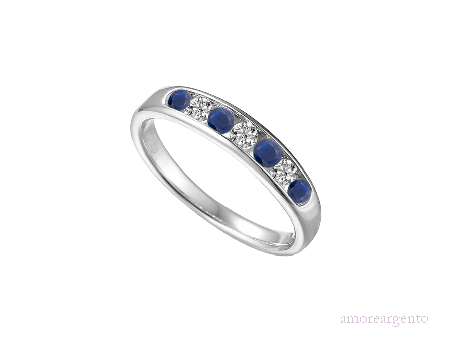 Amore Silver CZ & Sapphire Half Eternity ring