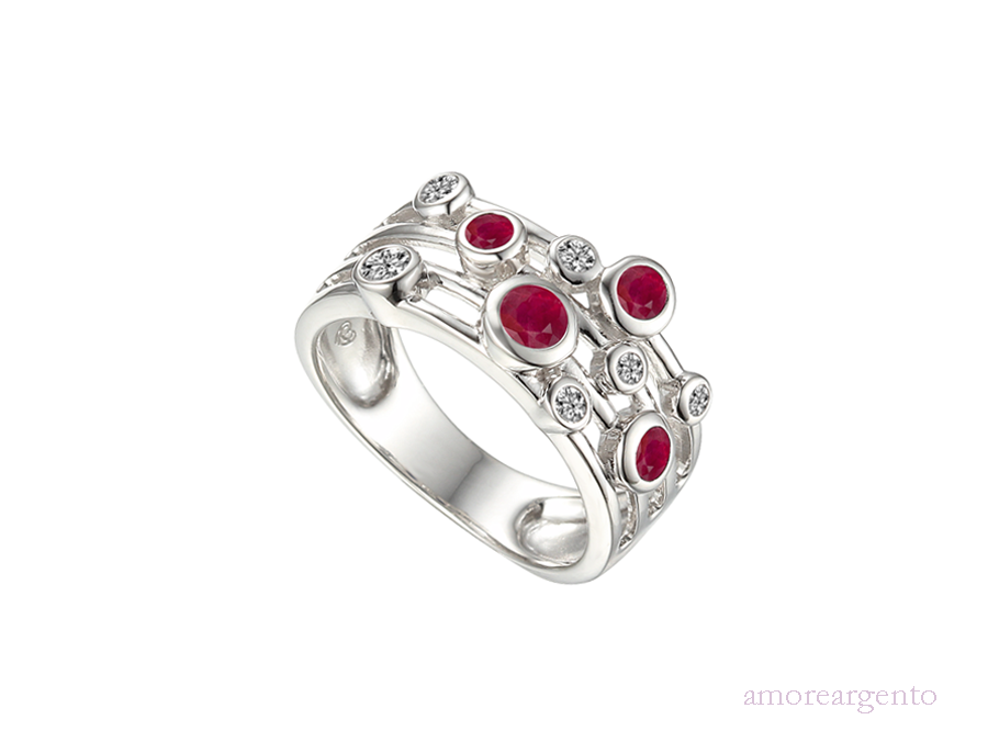 Silv Ruby & CZ Ring