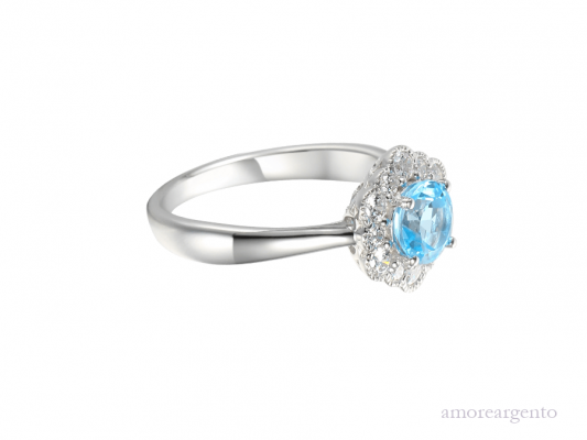 Amore Silver & Blue  Topaz Cluster Ring 9261SILCZ/BT
