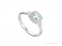 Silver Square Aqua Ring