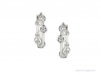 Silver CZ Rubover Half Hoop Earrings