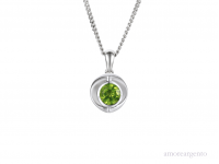Silver Peridot Round Pendant