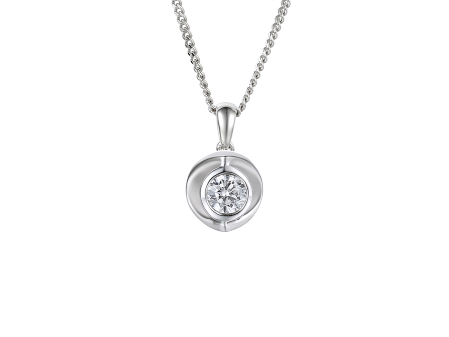 9ct White Gold 0.19ct Diamond Single Stone Pendant