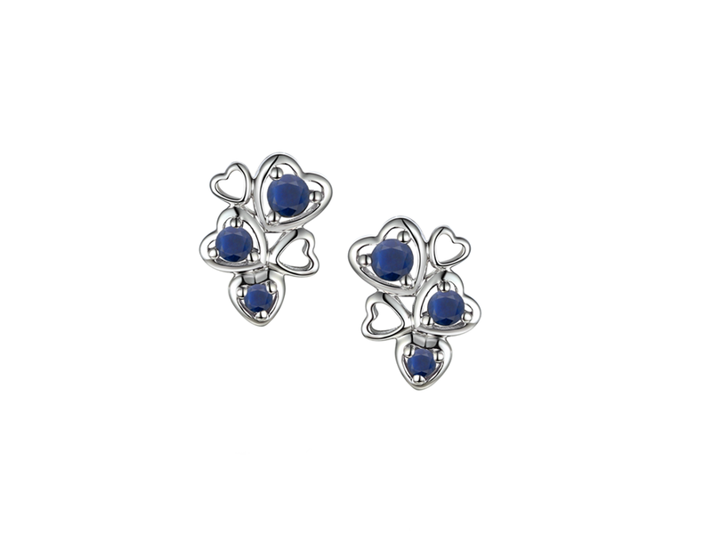 Amore Silver Multi Hearts Sapphire Earrings