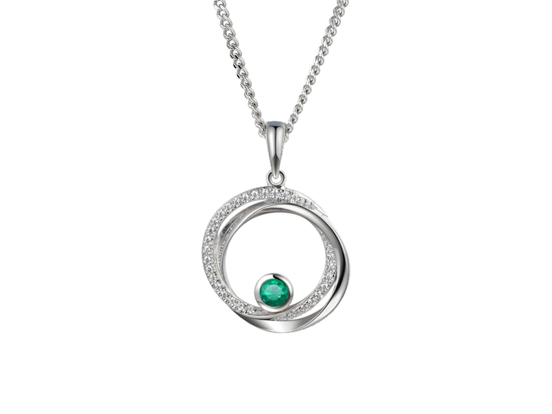 Amore Circles of Style Silver Emerald & CZ Necklace 9336SILCZ/E
