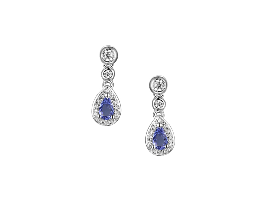 Amore Silver Tanzanite Teardrop CZ Earrings 9345SILCZ/TZ
