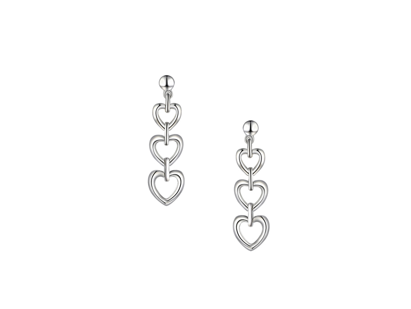 Amore Silver Graduated Triple Heart Earrings 9350SIL