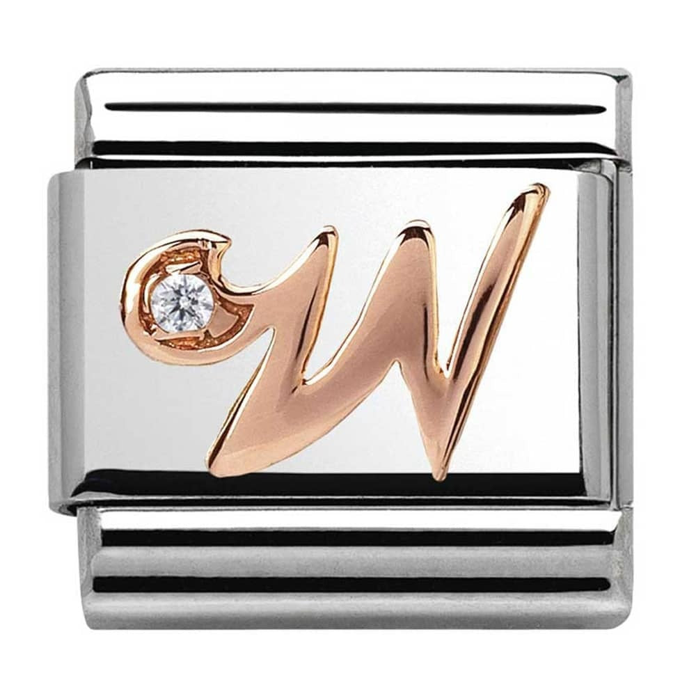 NOMINATION CZ Gold Letter W Charm 430310-23