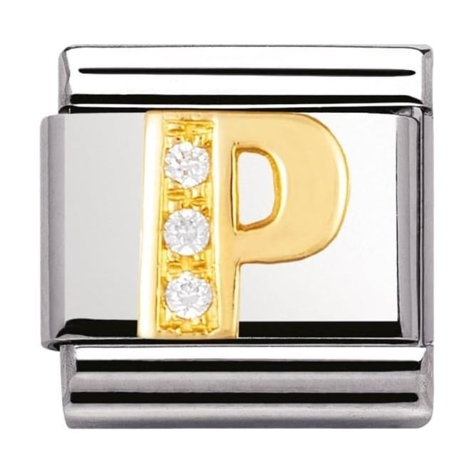 NOMINATION Gold CZ Letter P Charm 030301-16