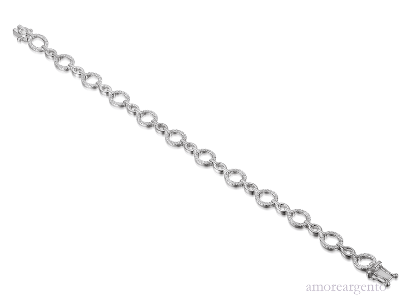 Silver Large Round Round Open Link CZ Bracelet