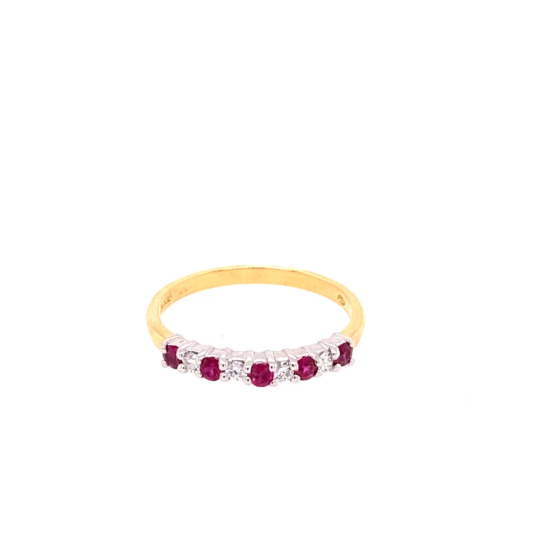 18ct Gold Ruby and Diamond Half Eternity Ring