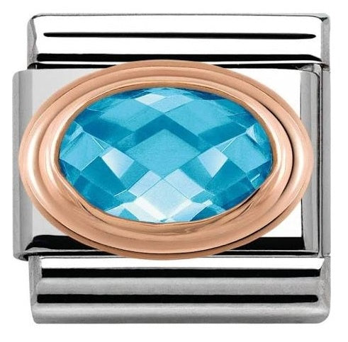 NOMINATION Rose Gold Light Blue Charm 430601-006
