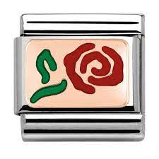 Nomination rose Gold Enamel Red Rose charm 430201-10