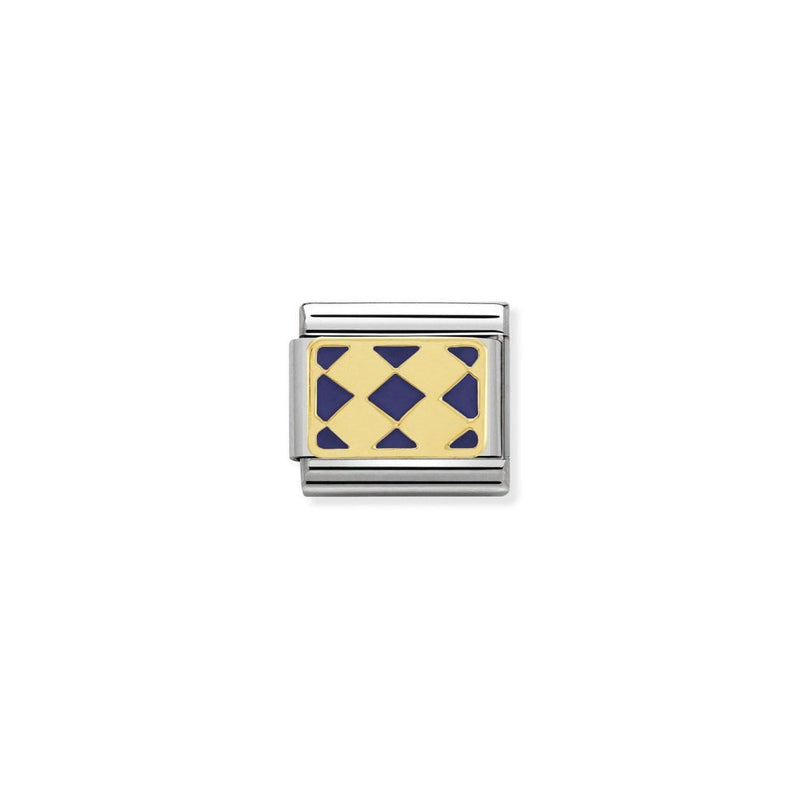NOMINATION  Classic Gold Plaque Rhombuses Blue Link 030280/29