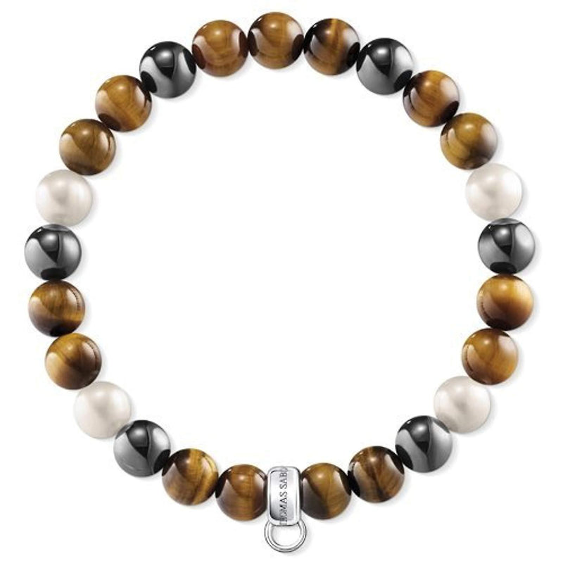 Thomas Sabo Brown, Grey White Pearl Charm Bracelet X0218-948-2-L18,5