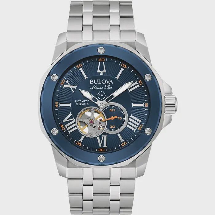 Bulova Gents Marine Star Automatic Watch Blue Dial 98A302