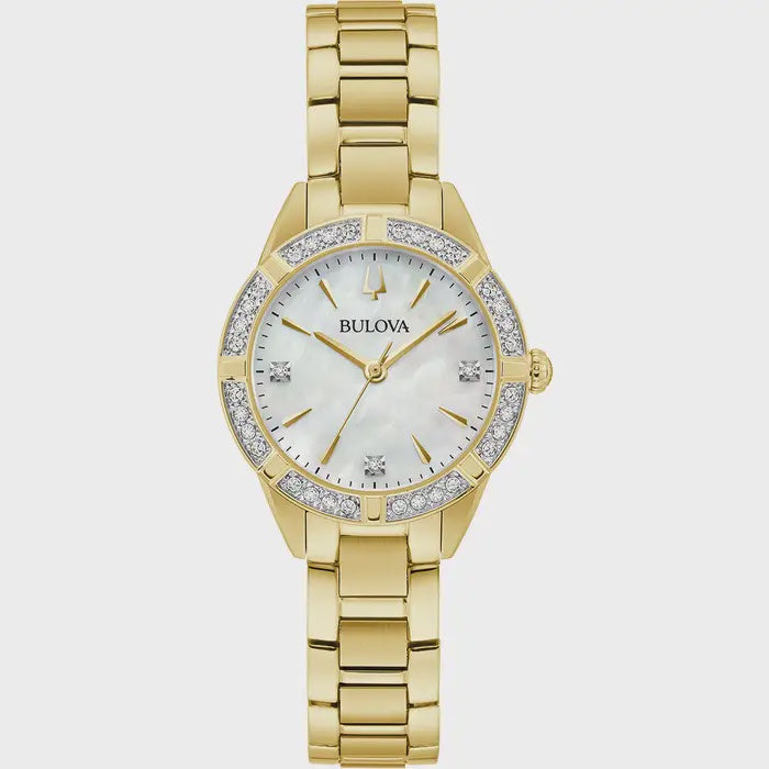 Bulova Ladies Classic Sutton Diamond Gold Tone Watch 98R297
