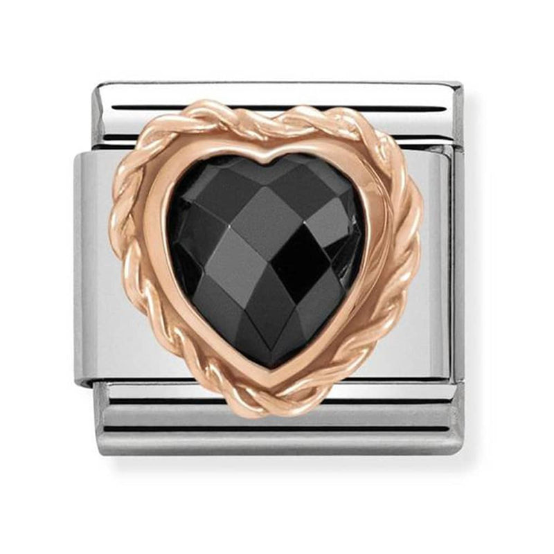 Nomination Faceted Heart Gold Black Charm 430602-011