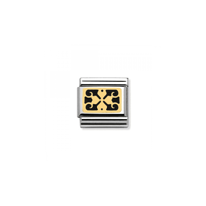 NOMINATION Composable Gold Clover Black Plate Link ~ 030280/23