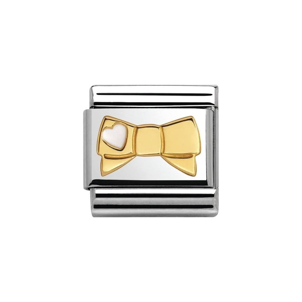 NOMINATION CLASSIC Gold Madame Monsieur White Heart Bow Charm 030285/43
