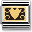 NOMINATION Composable Gold Heart Black Plate Link ~ 030280/24