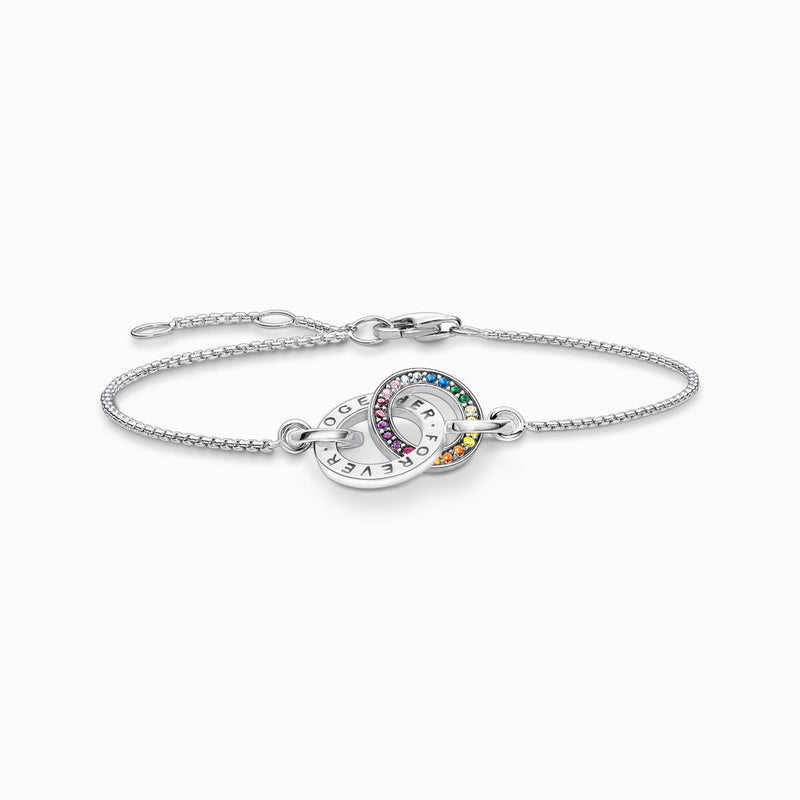 Thomas Sabo silver bracelet Together with two rings and coloured stones A1551-318-7-L19V