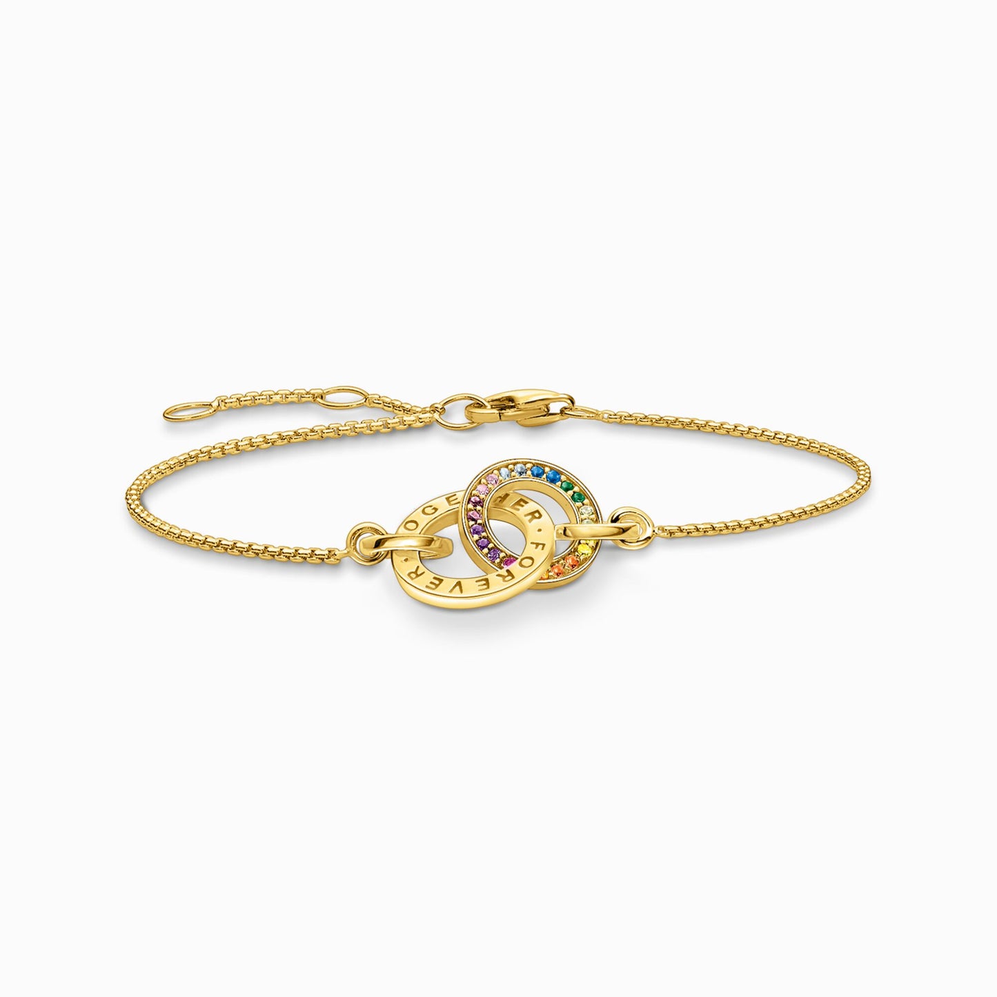 Thomas Sabo Gold Plated Bracelet Together with two Rings and colouRed stones A1551-996-7-L19V