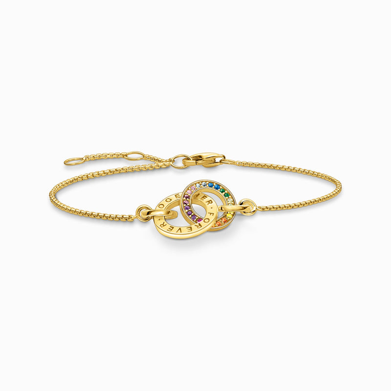 Thomas Sabo Gold plated bracelet Together with two rings and coloured stones A1551-996-7-L19V