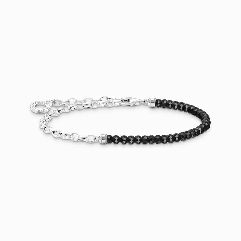 Thomas Sabo Charm bracelet with black onyx beads and chain links silver A2100-130-11-L19